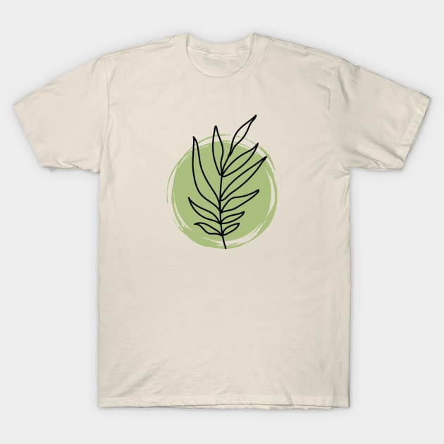 Green Plant Line Art T-Shirt by ThatVeganHippie
